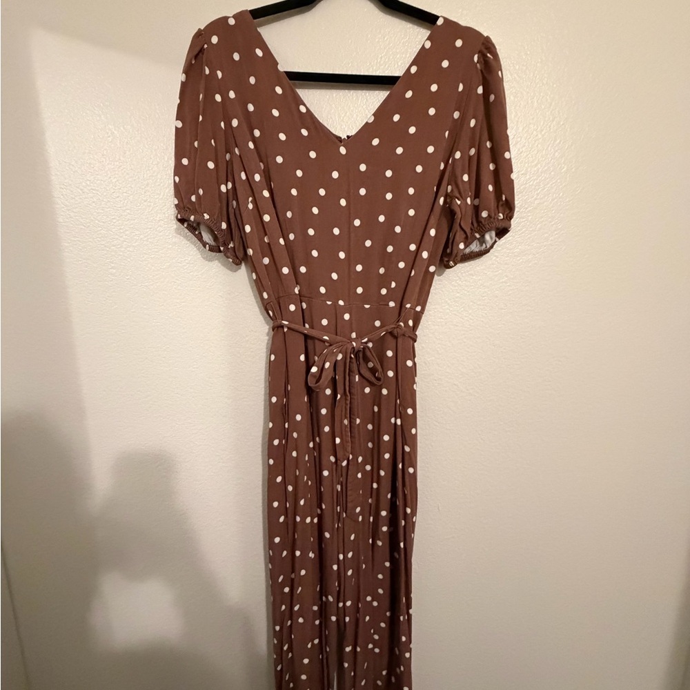 Ann Taylor Brown Polka Dot Maxi Dress